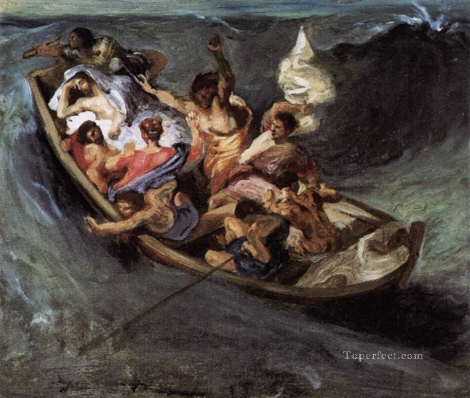ゲネザレ湖のキリストのスケッチ ロマンチックなウジェーヌ・ドラクロワ油絵